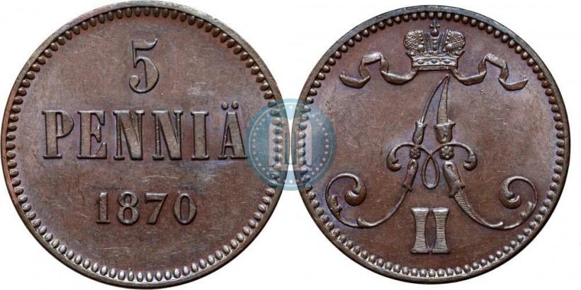 Picture 5 pennia 1870 year  