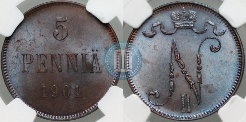 Picture 5 pennia 1901 year  