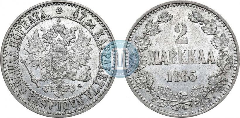 Picture 2 markkaa 1865 year S 
