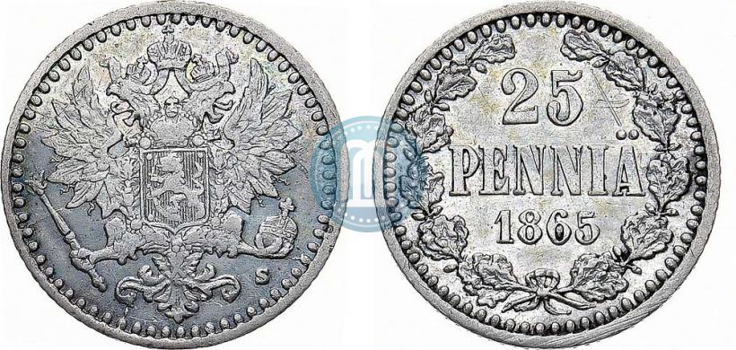 Фото 25 пенни 1865 года S 