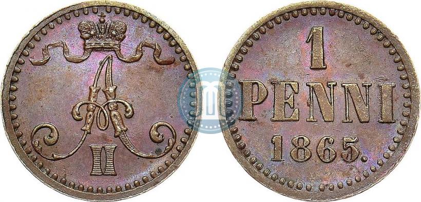Фото 1 пенни 1865 года  