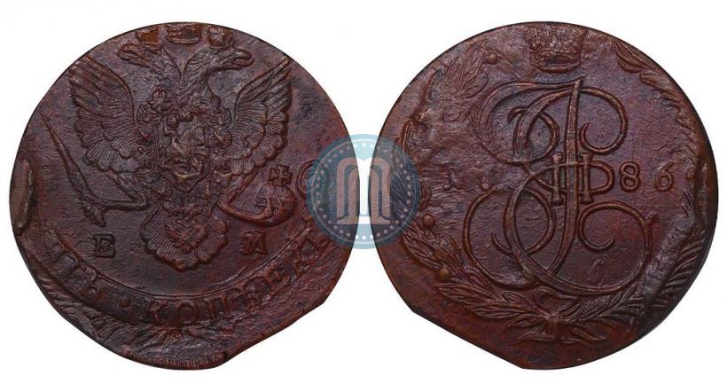 Фото 5 копеек 1786 года ЕМ 