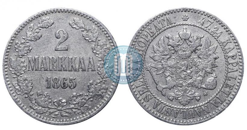 Picture 2 markkaa 1865 year S 