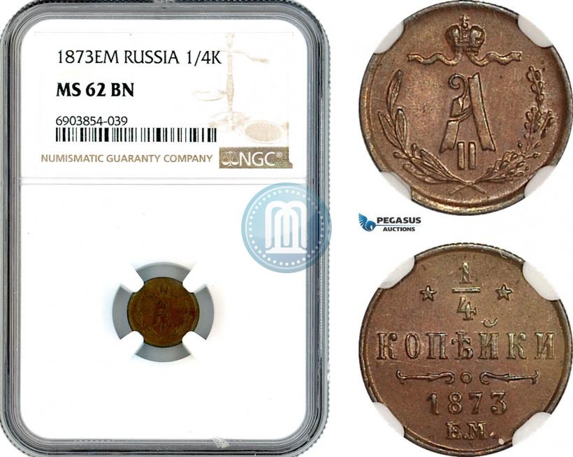 Фото 1/4 копейки 1873 года ЕМ 