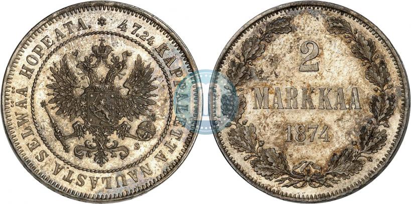 Picture 2 markkaa 1874 year S 