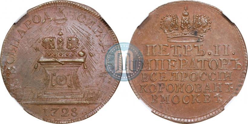 Picture Token Coin 1728 year  "Coronation of the Emperor Peter II"
