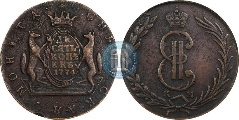 Фото 10 копеек 1774 года КМ 