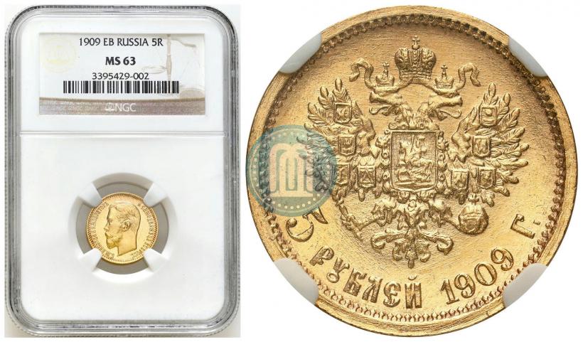 Picture 5 roubles 1909 year (ЭБ) 