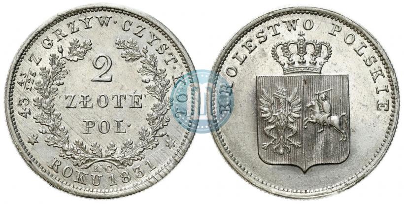 Picture 2 złote 1831 year KG "Polish uprising"