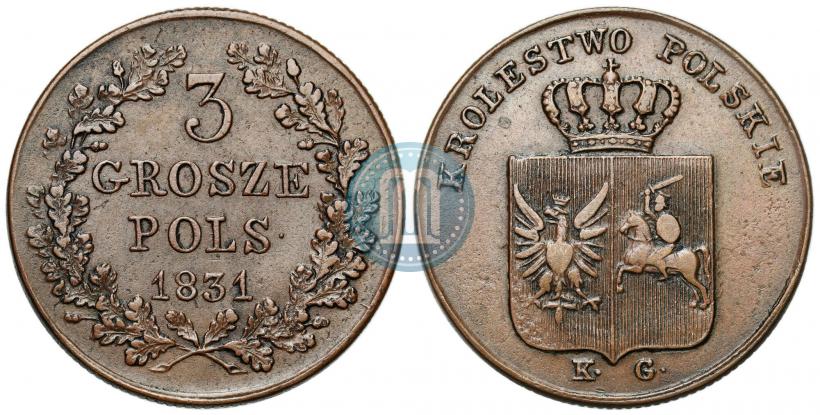 Picture 3 grosze 1831 year KG "Polish uprising"