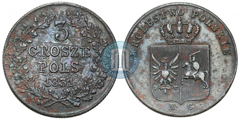 Picture 3 grosze 1831 year KG "Polish uprising"