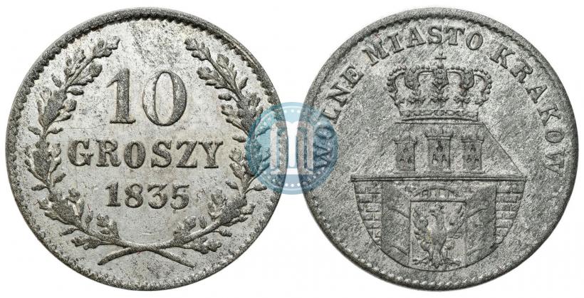 Фото 10 грошей 1835 года  "Свободный город Краков"