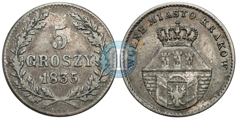 Picture 5 groszy 1835 year  "Free city of Kraków"