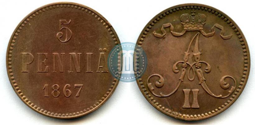 Picture 5 pennia 1867 year  