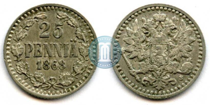 Фото 25 пенни 1868 года S 