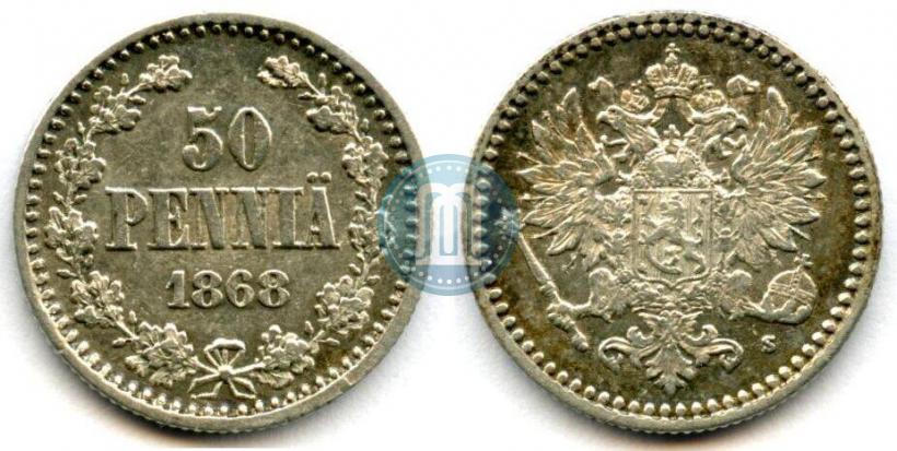 Фото 50 пенни 1868 года S 
