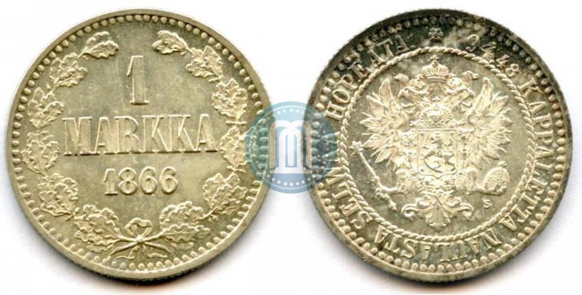 Picture 1 markka 1866 year S 