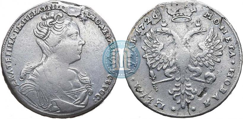 Picture 1 rouble 1726 year  "Moscow type, portrait turned to the right"