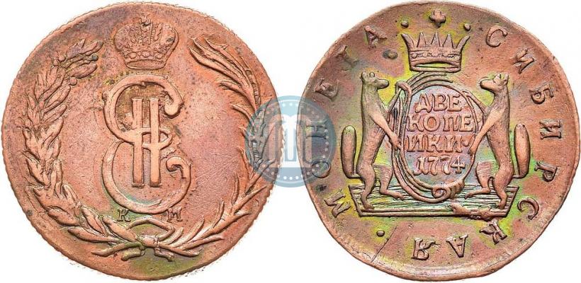 Фото 2 копейки 1774 года КМ 