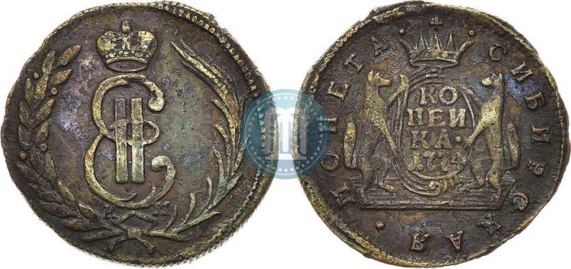 Фото 1 копейка 1774 года КМ 