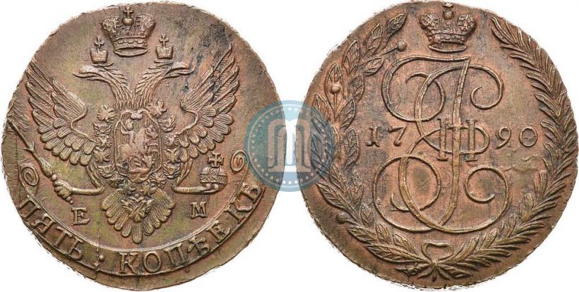 Picture 5 kopecks 1790 year ЕМ 