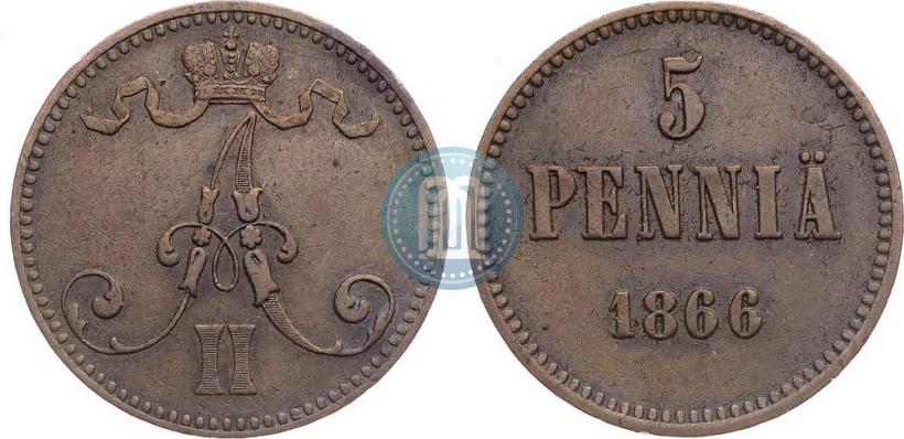 Фото 5 пенни 1866 года  