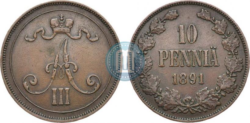 Picture 10 pennia 1891 year  