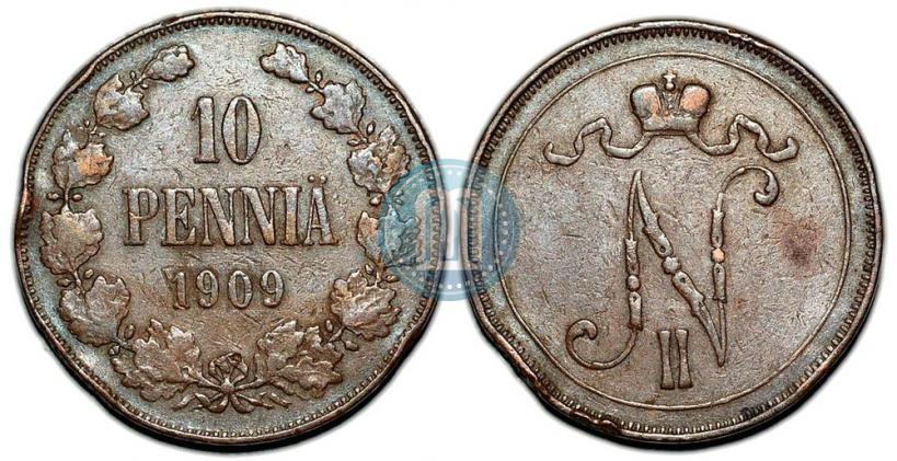 Picture 10 pennia 1909 year  