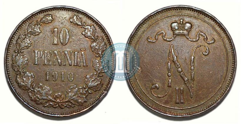 Picture 10 pennia 1910 year  