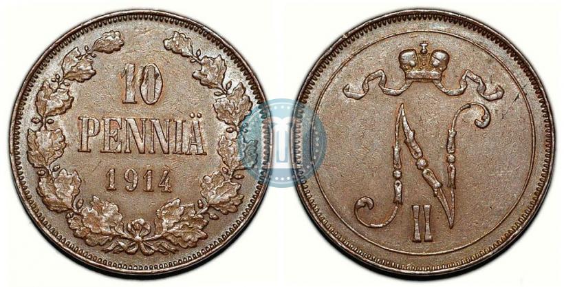 Picture 10 pennia 1914 year  