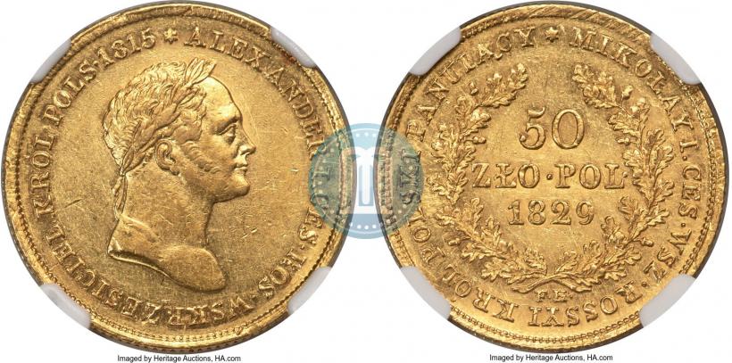 Фото 50 злотых 1829 года FH 