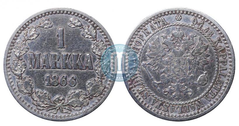 Picture 1 markka 1866 year S 