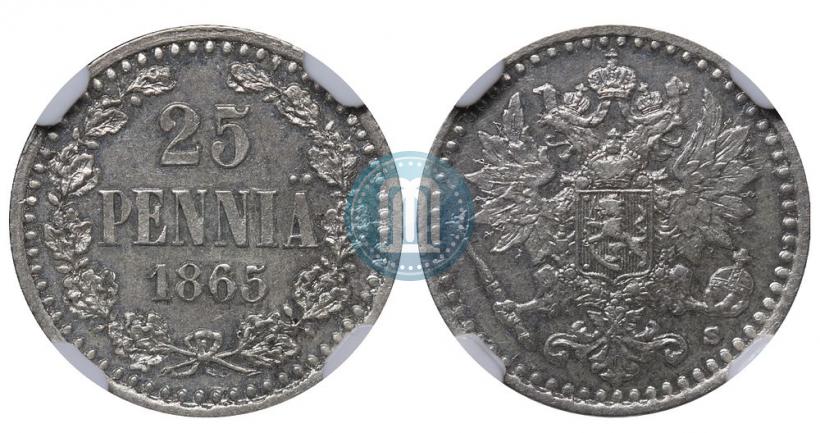 Фото 25 пенни 1865 года S 