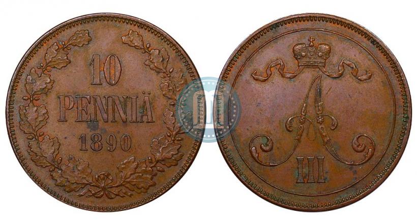Picture 10 pennia 1890 year  