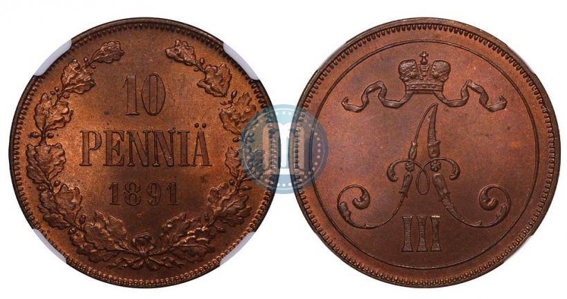 Picture 10 pennia 1891 year  