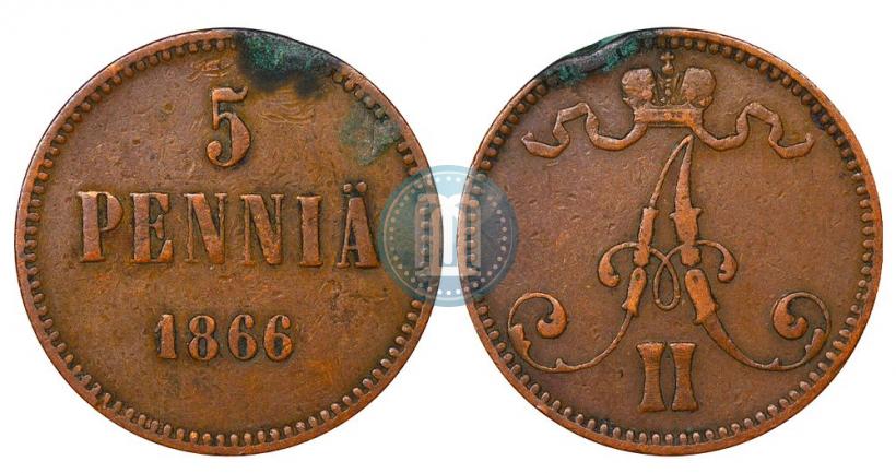Фото 5 пенни 1866 года  