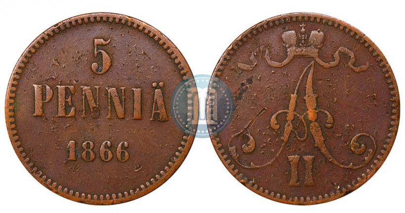 Фото 5 пенни 1866 года  