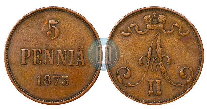 Picture 5 pennia 1873 year  