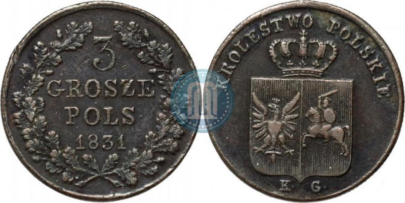Фото 3 гроша 1831 года KG "Польское восстание"