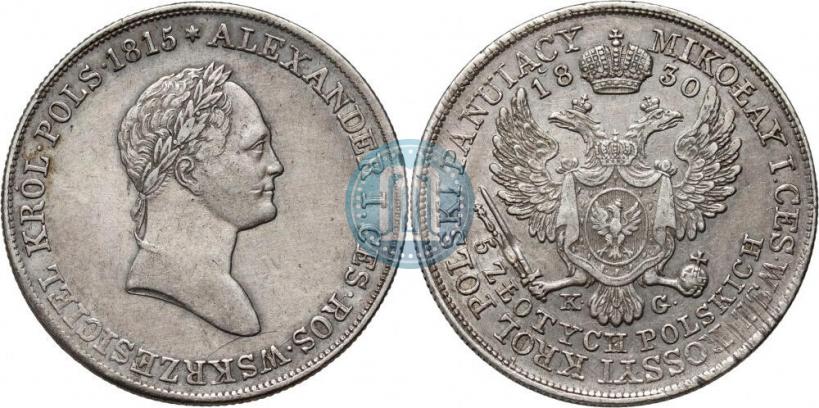 Picture 5 złotych 1830 year KG 