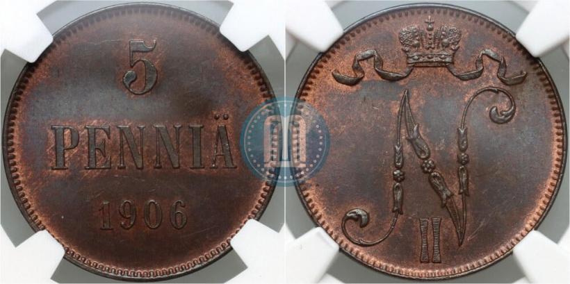 Picture 5 pennia 1908 year  