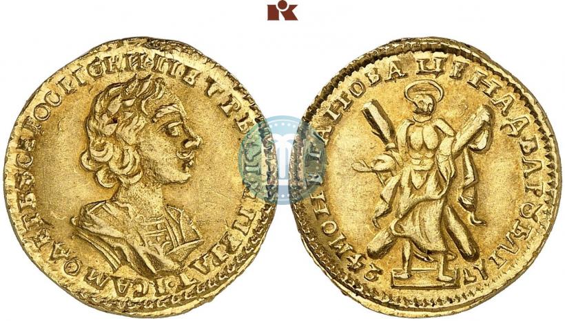 Picture 2 roubles 1724 year  "Portrait in ancient armour"