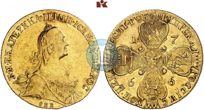 Picture 10 roubles 1766 year СПБ 