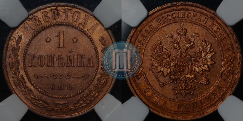 Picture 1 kopeck 1869 year ЕМ 