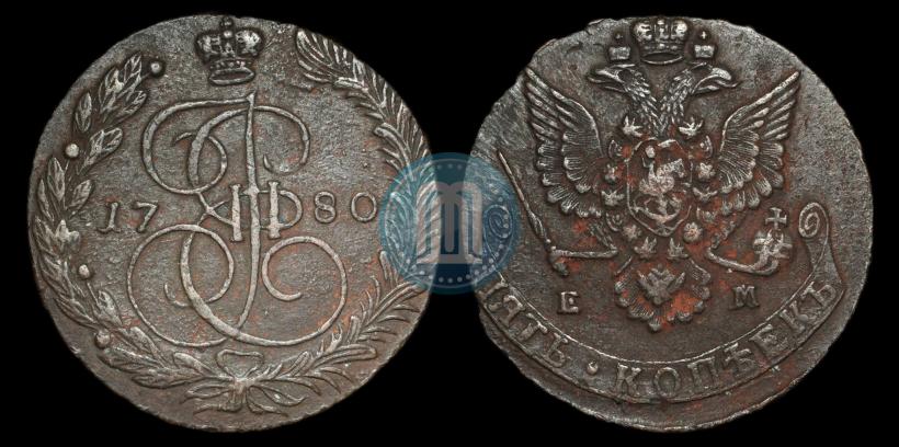Picture 5 kopecks 1780 year ЕМ 