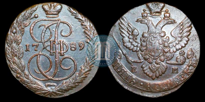 Picture 5 kopecks 1789 year ЕМ 