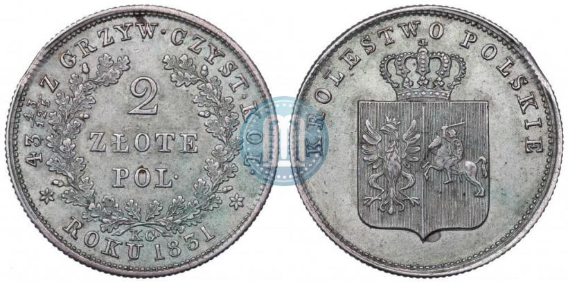 Picture 2 złote 1831 year KG "Polish uprising"