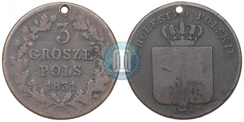 Фото 3 гроша 1831 года KG "Польское восстание"