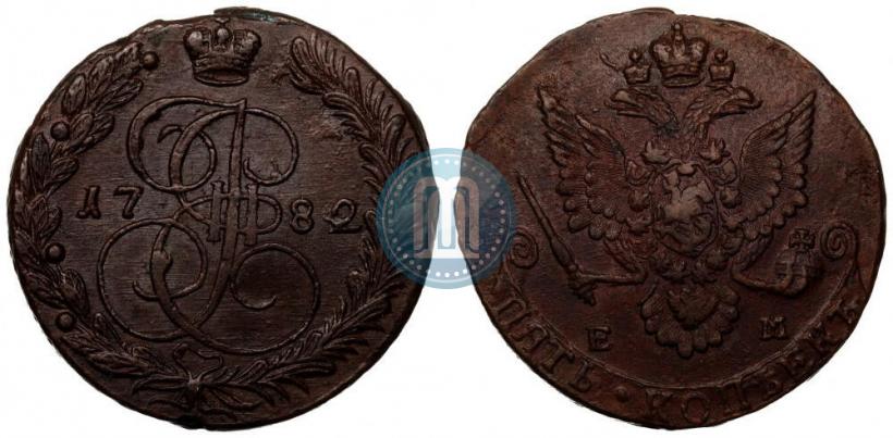 Фото 5 копеек 1782 года ЕМ 