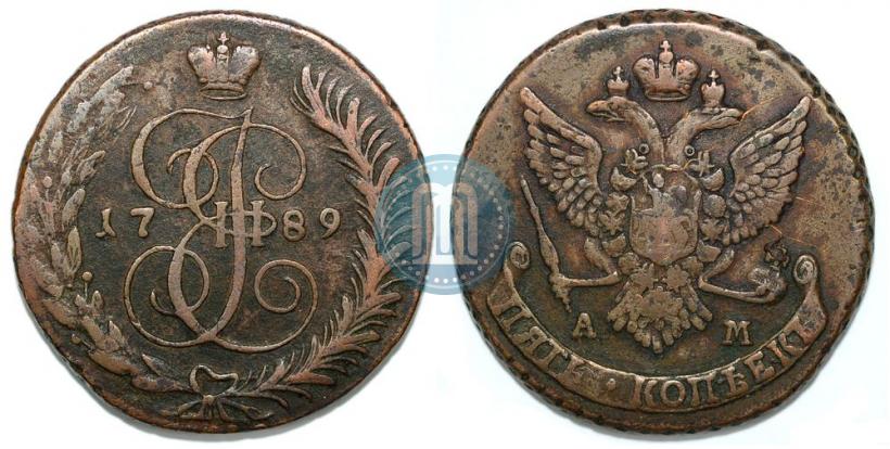 Picture 5 kopecks 1789 year АМ 